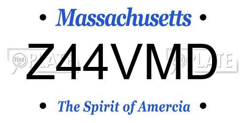 Z44VMD Massachusetts License Plate