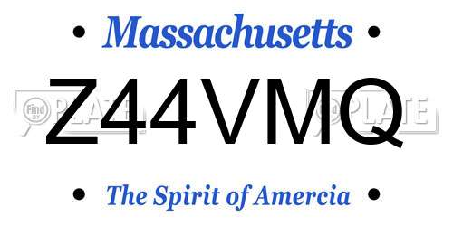 Z44VMQ Massachusetts License Plate