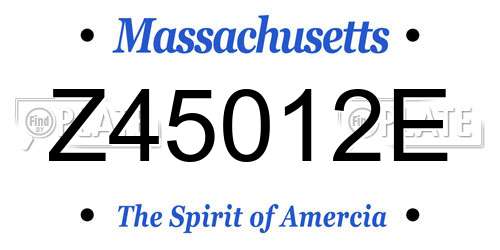 Z45012E Massachusetts License Plate