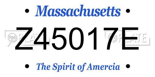 Z45017E Massachusetts License Plate
