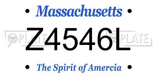 Z4546L Massachusetts License Plate