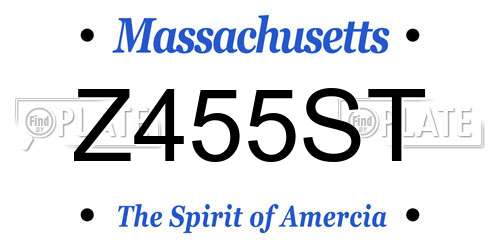 Z455ST Massachusetts License Plate