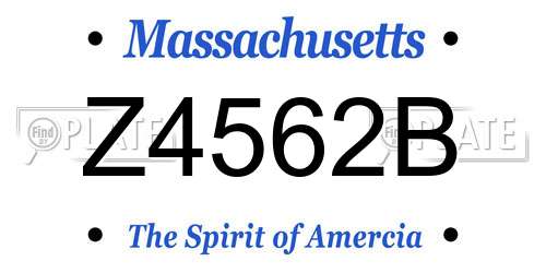 Z4562B Massachusetts License Plate