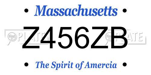 Z456ZB Massachusetts License Plate