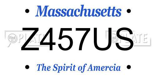 Z457US Massachusetts License Plate