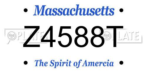 Z4588T Massachusetts License Plate