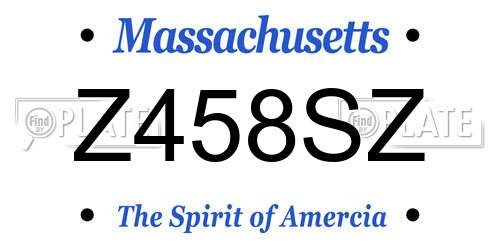 Z458SZ Massachusetts License Plate