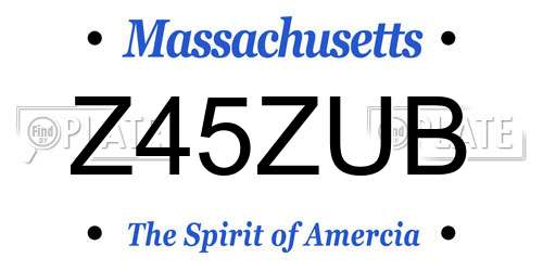 Z45ZUB Massachusetts License Plate