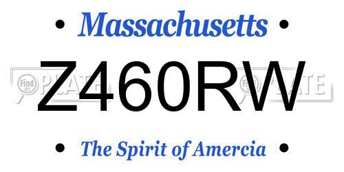 Z460RW Massachusetts License Plate