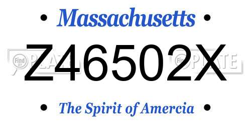 Z46502X Massachusetts License Plate