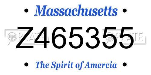 Z465355 Massachusetts License Plate
