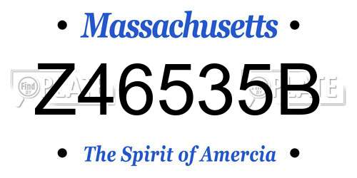 Z46535B Massachusetts License Plate