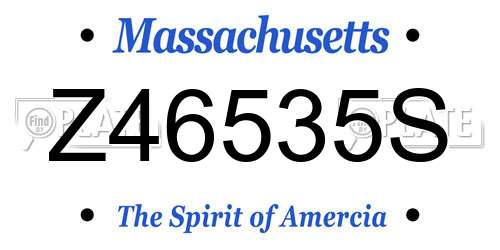 Z46535S Massachusetts License Plate