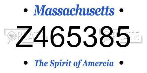 Z465385 Massachusetts License Plate