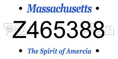 Z465388 Massachusetts License Plate