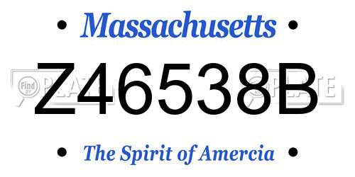Z46538B Massachusetts License Plate