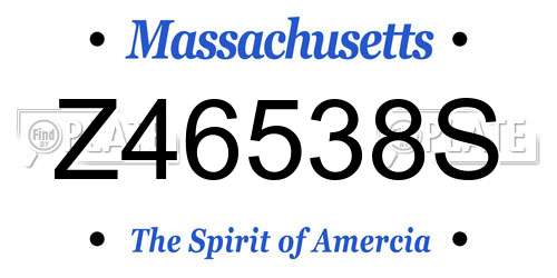 Z46538S Massachusetts License Plate