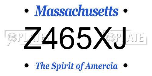 Z465XJ Massachusetts License Plate