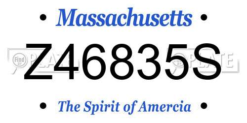Z46835S Massachusetts License Plate
