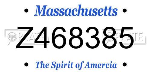 Z468385 Massachusetts License Plate
