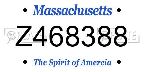 Z468388 Massachusetts License Plate