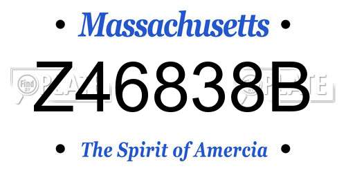 Z46838B Massachusetts License Plate