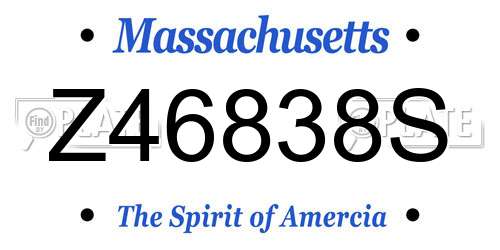 Z46838S Massachusetts License Plate