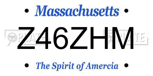Z46ZHM Massachusetts License Plate