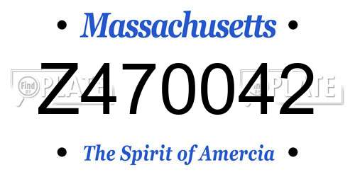 Z470042 Massachusetts License Plate