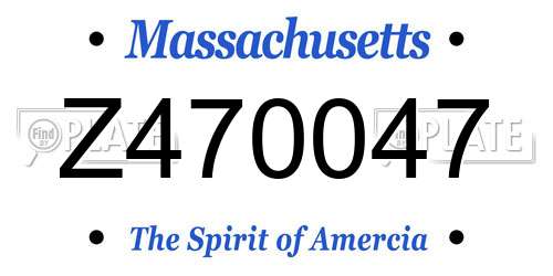 Z470047 Massachusetts License Plate