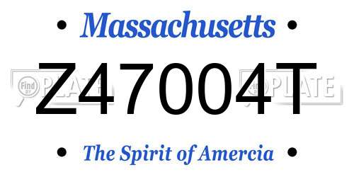 Z47004T Massachusetts License Plate