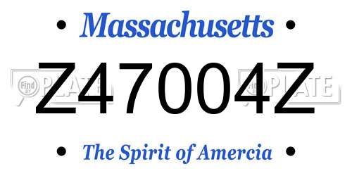 Z47004Z Massachusetts License Plate