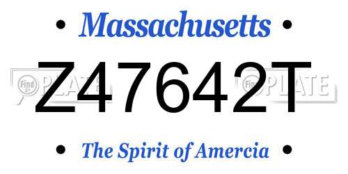 Z47642T Massachusetts License Plate