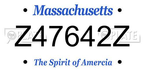 Z47642Z Massachusetts License Plate