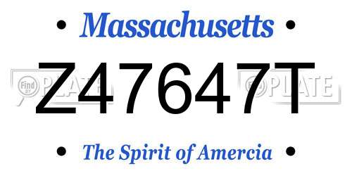 Z47647T Massachusetts License Plate