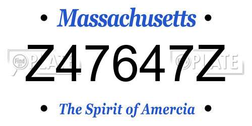 Z47647Z Massachusetts License Plate