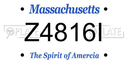 Z4816I Massachusetts License Plate