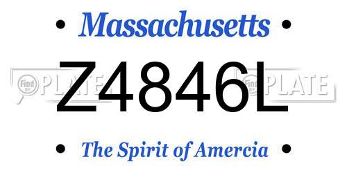 Z4846L Massachusetts License Plate