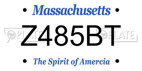 Z485BT Massachusetts License Plate