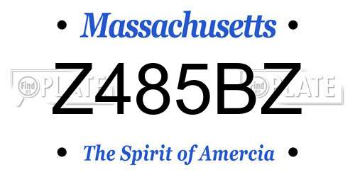 Z485BZ Massachusetts License Plate