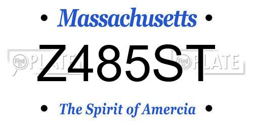 Z485ST Massachusetts License Plate