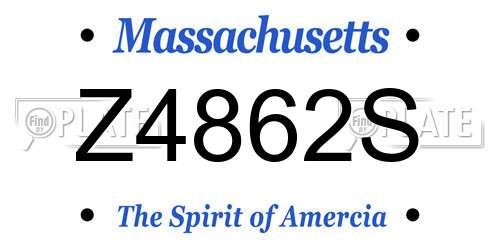 Z4862S Massachusetts License Plate
