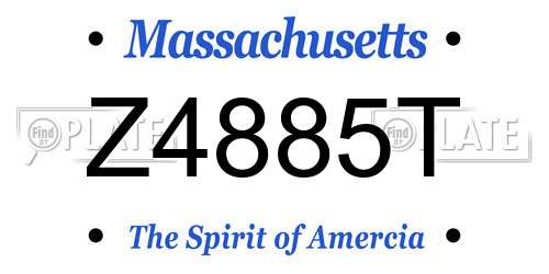 Z4885T Massachusetts License Plate