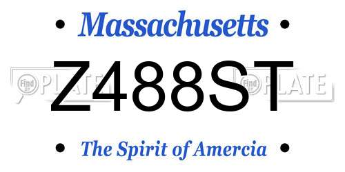 Z488ST Massachusetts License Plate