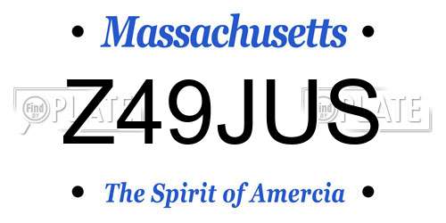 Z49JUS Massachusetts License Plate