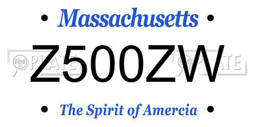 Z500ZW Massachusetts License Plate