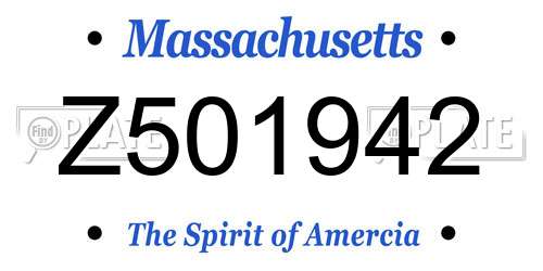 Z501942 Massachusetts License Plate