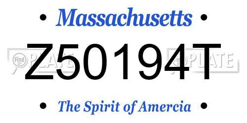 Z50194T Massachusetts License Plate