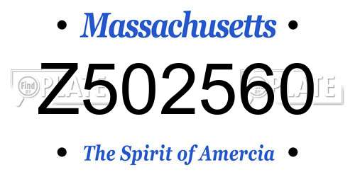 Z502560 Massachusetts License Plate