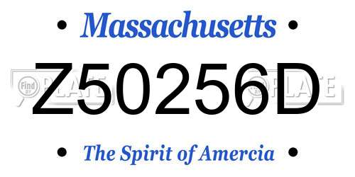 Z50256D Massachusetts License Plate
